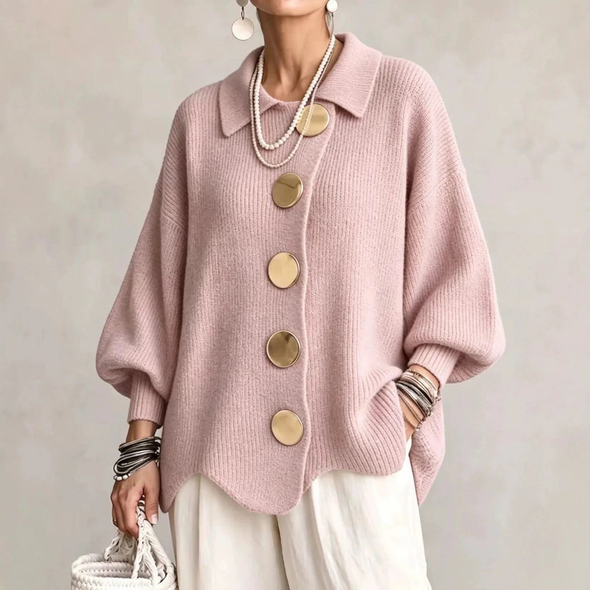 Karina | Cardigan Oversize con Colletto e Bottoni