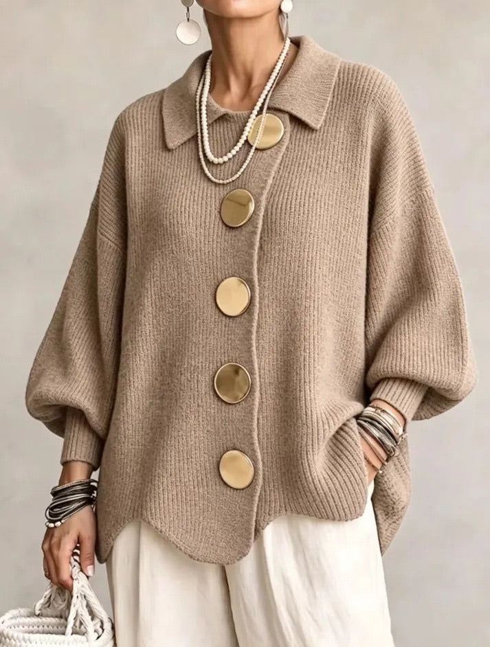Karina | Cardigan Oversize con Colletto e Bottoni