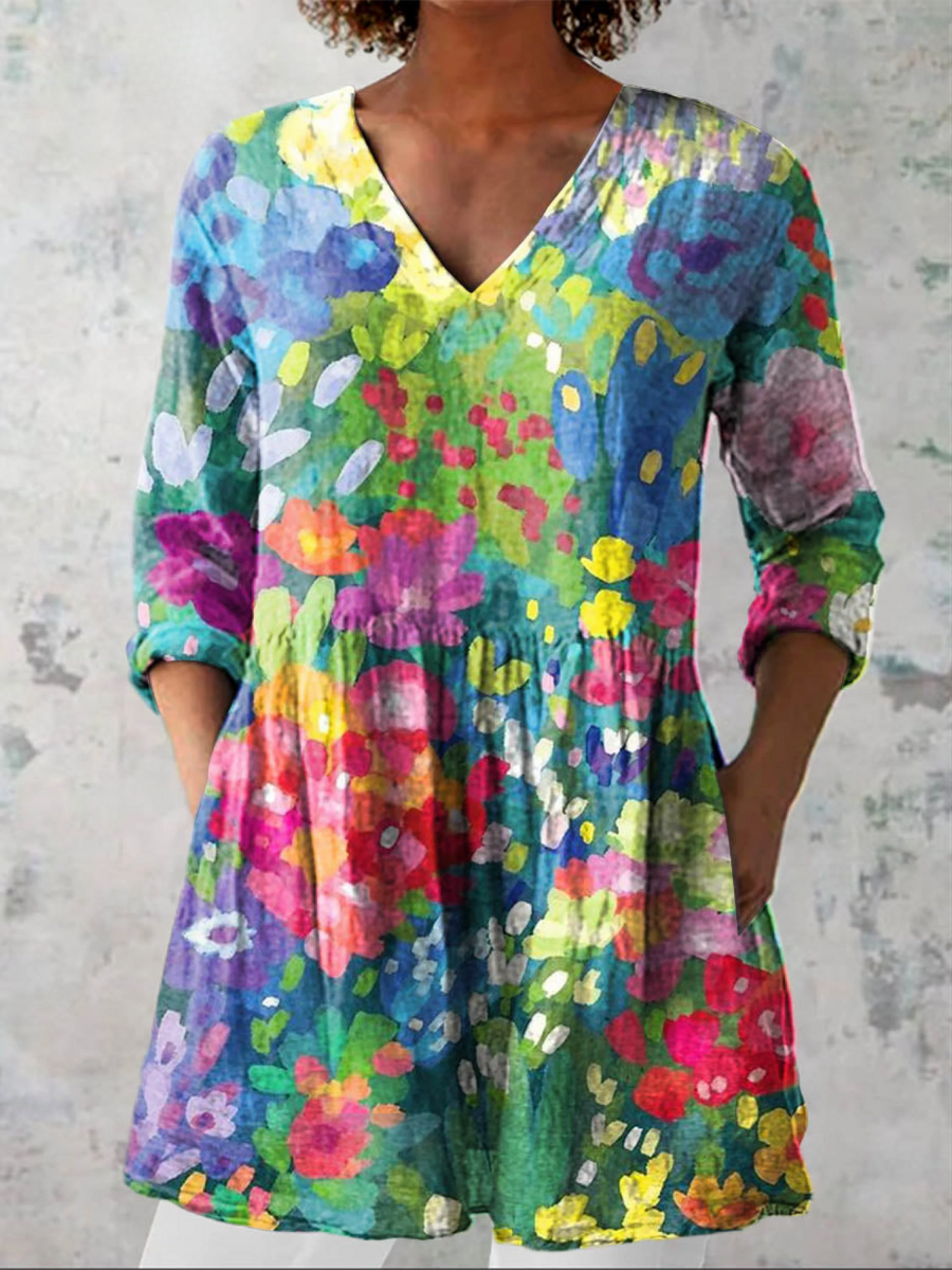 Eden | Camicia Lunga a Stampa Espressiva