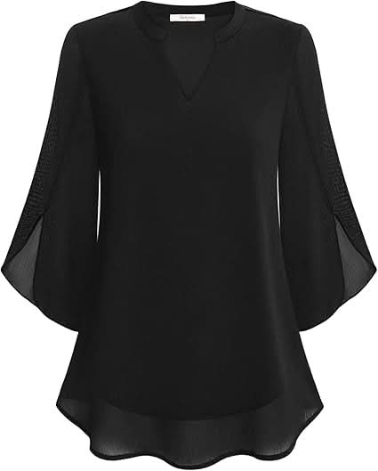 Camicetta Celest in chiffon a doppio strato