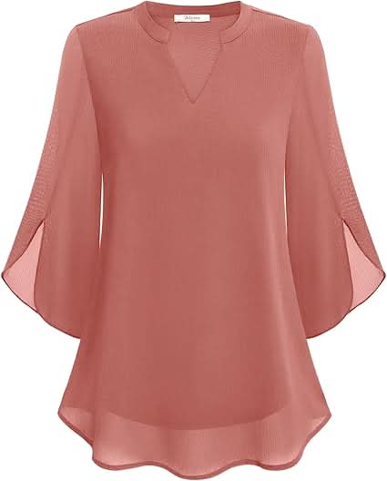 Camicetta Celest in chiffon a doppio strato