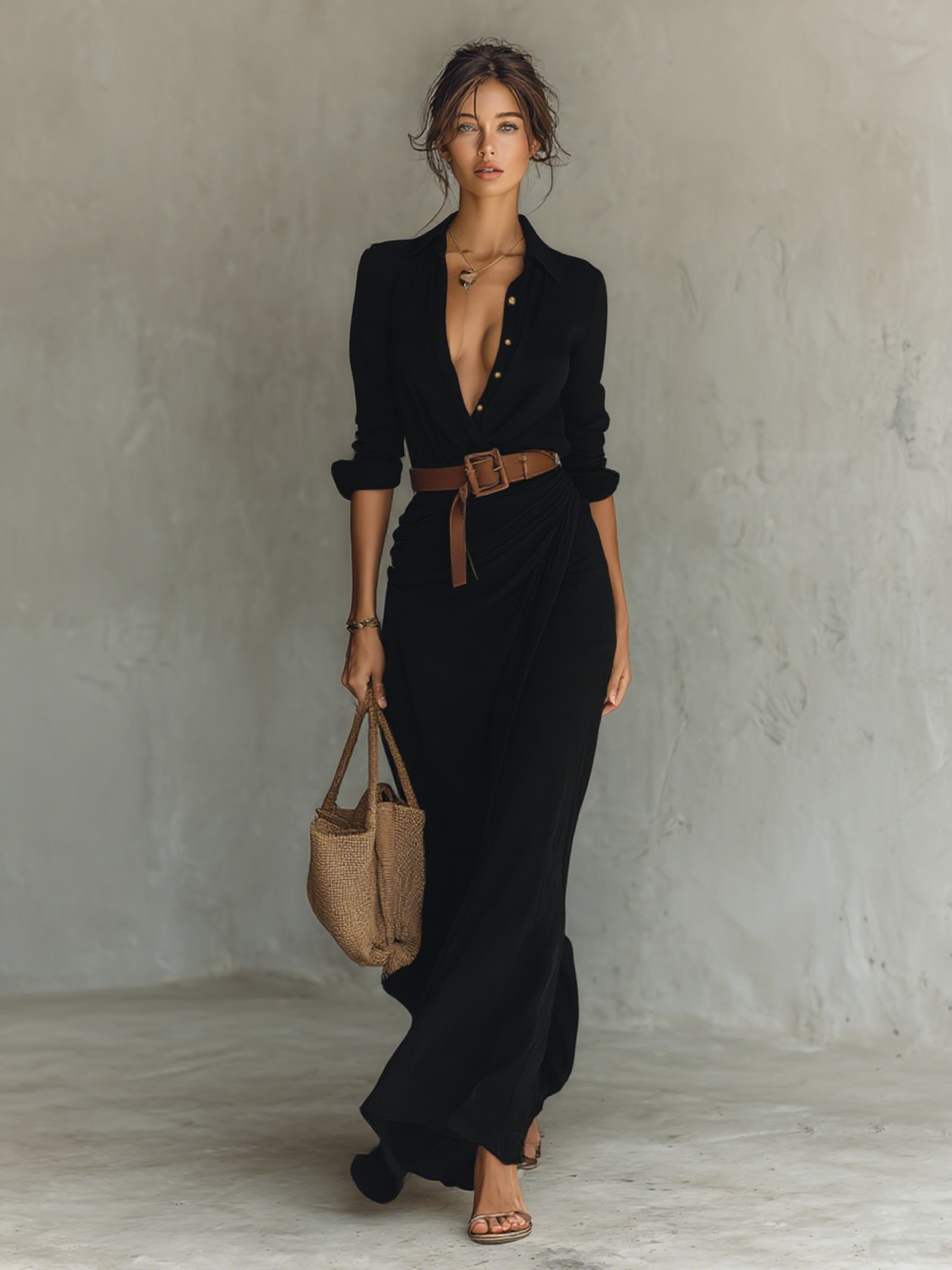 Valentino | Abito Maxi con Collo Revers