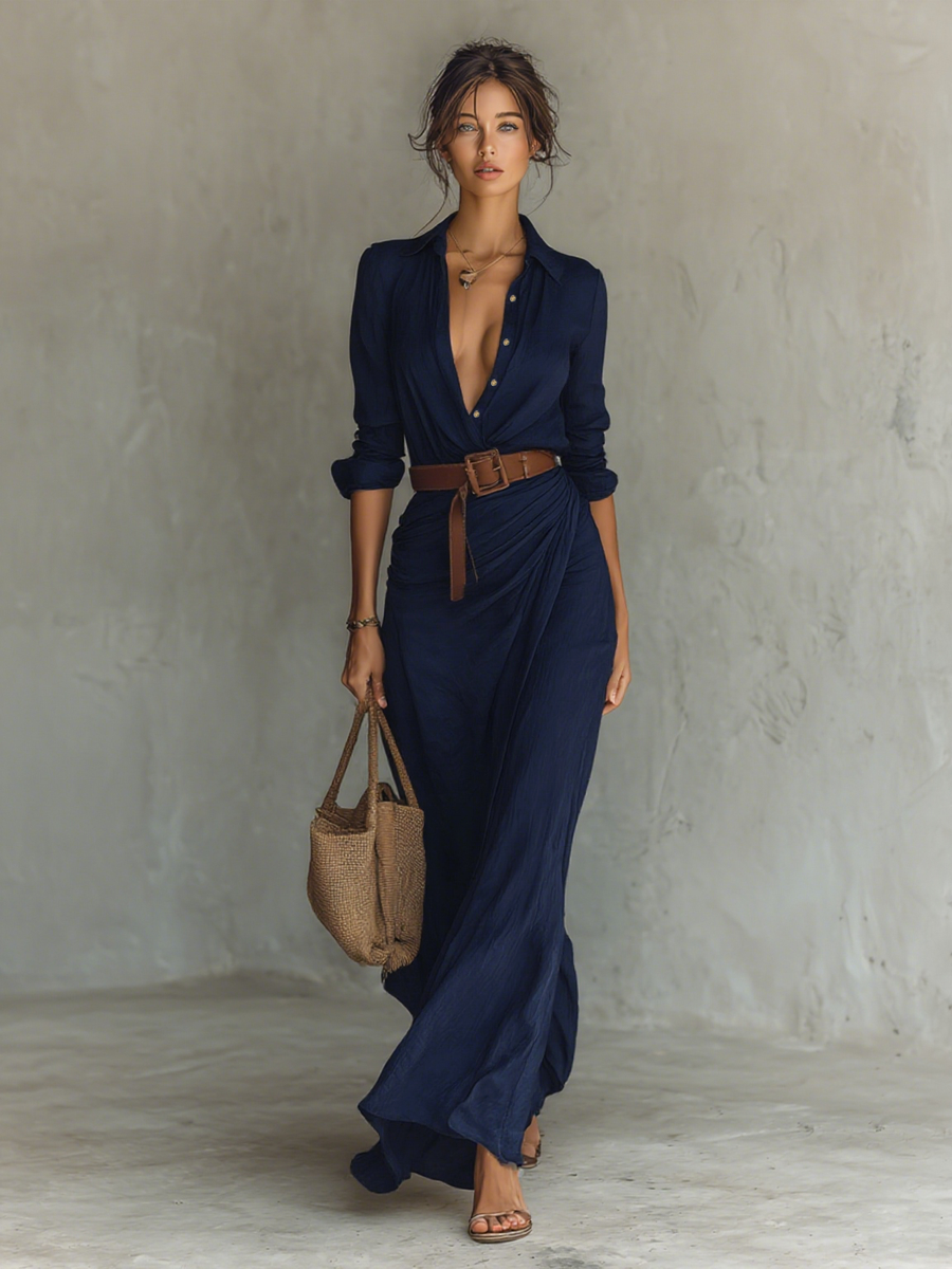 Valentino | Abito Maxi con Collo Revers