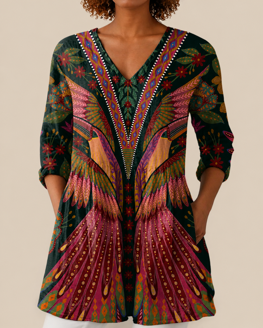 Mila | Camicia Lunga a Stampa Espressiva