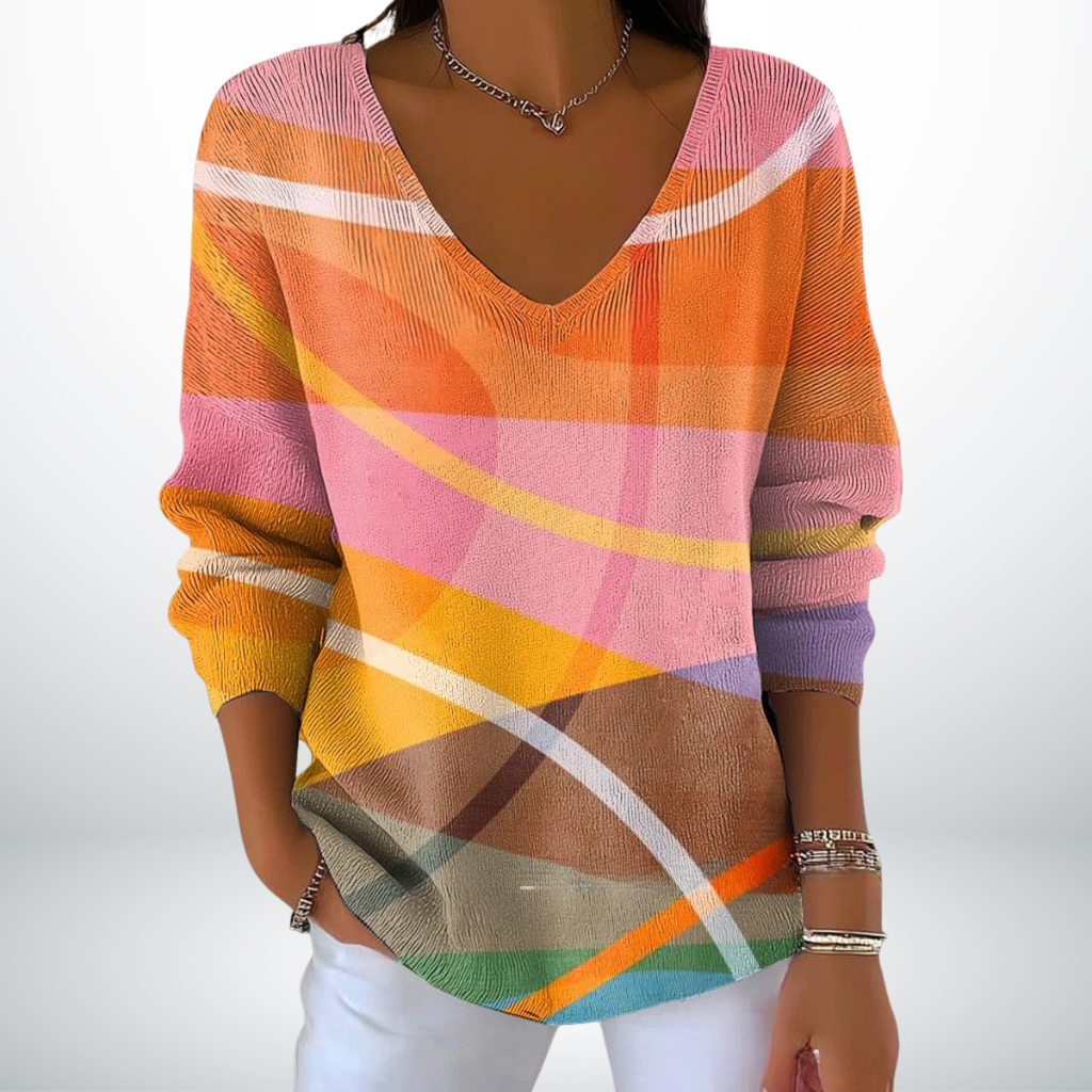Sofia™ | Maglione in maglia fine con scollo a V