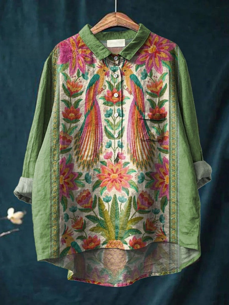 Tiziana | Camicia in lino fantasia