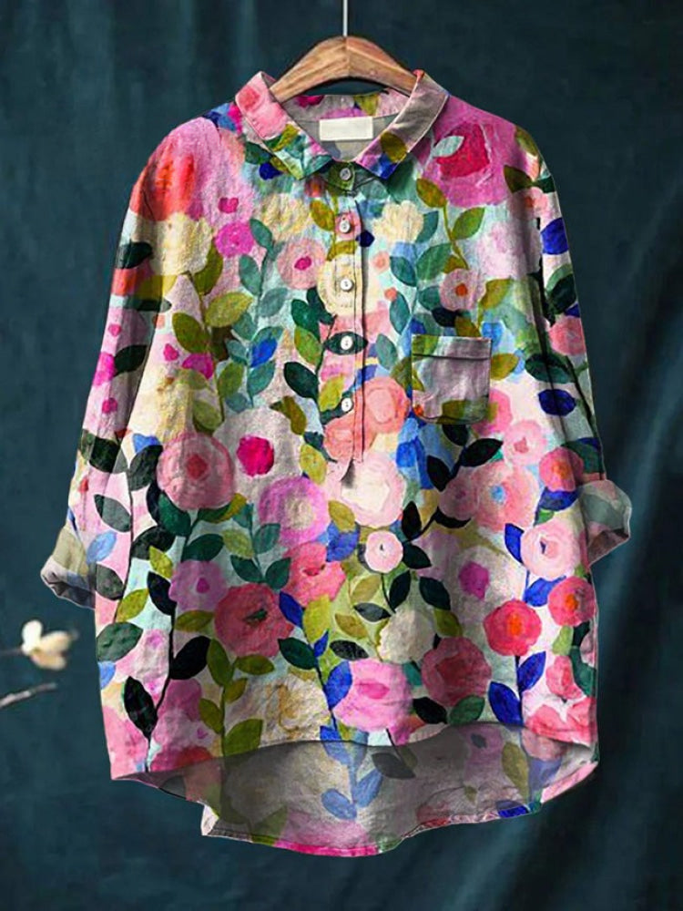 Tiziana | Camicia in lino fantasia