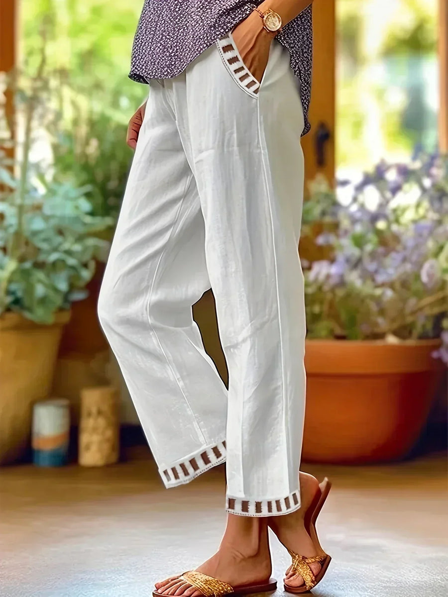 Pantaloni cropped Tracey con finiture a contrasto