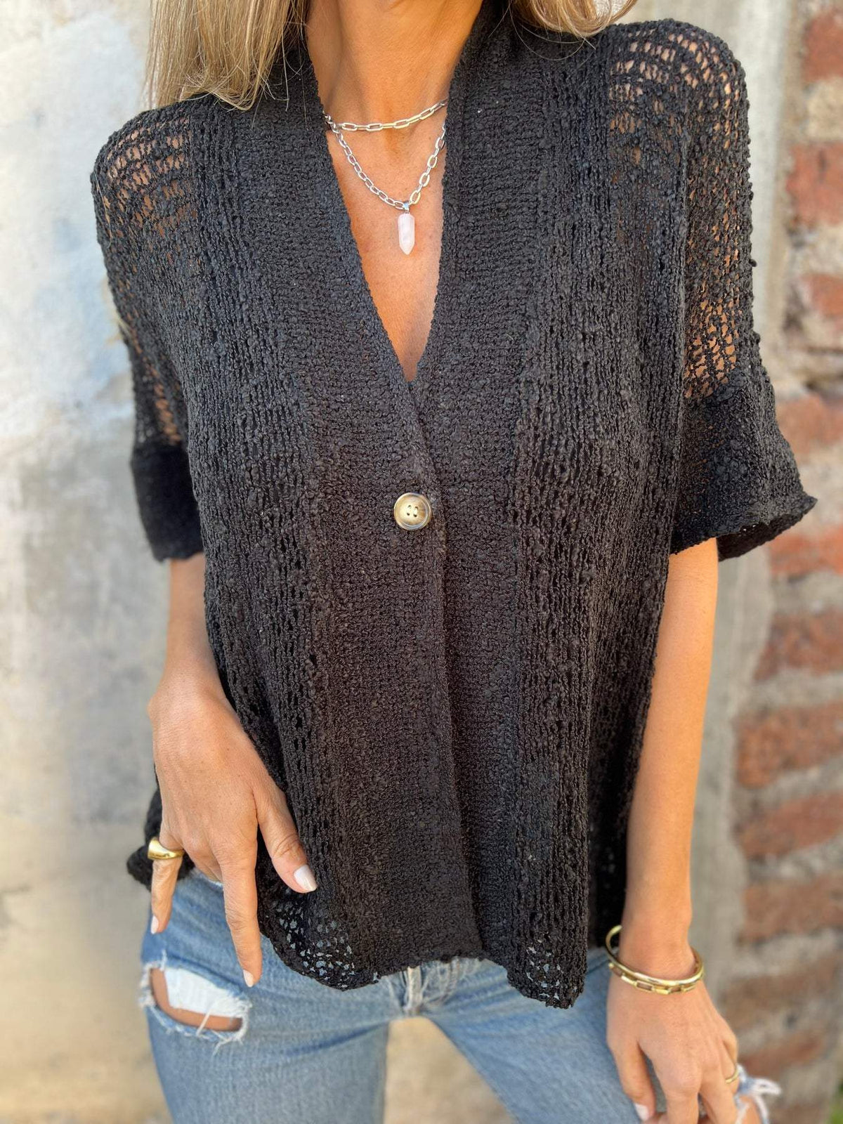 Ivonie - Top elegante con texture