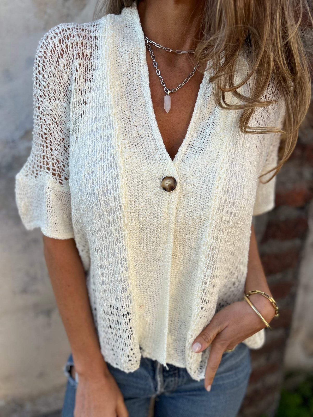Ivonie - Top elegante con texture