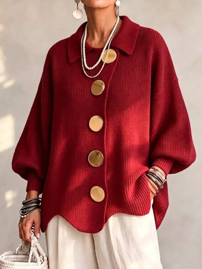 Karina | Cardigan Oversize con Colletto e Bottoni