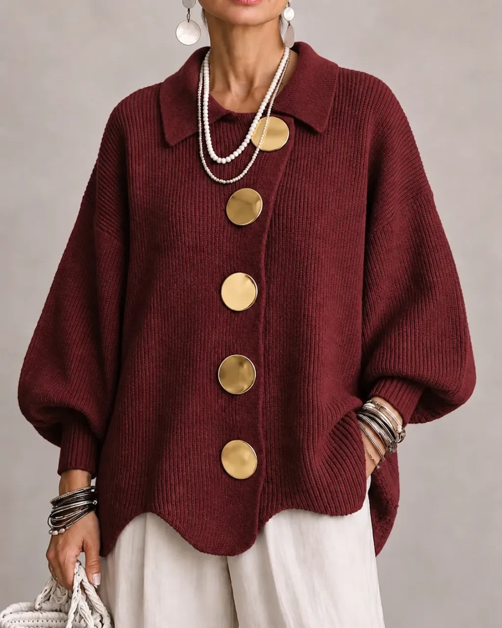 Karina | Cardigan Oversize con Colletto e Bottoni