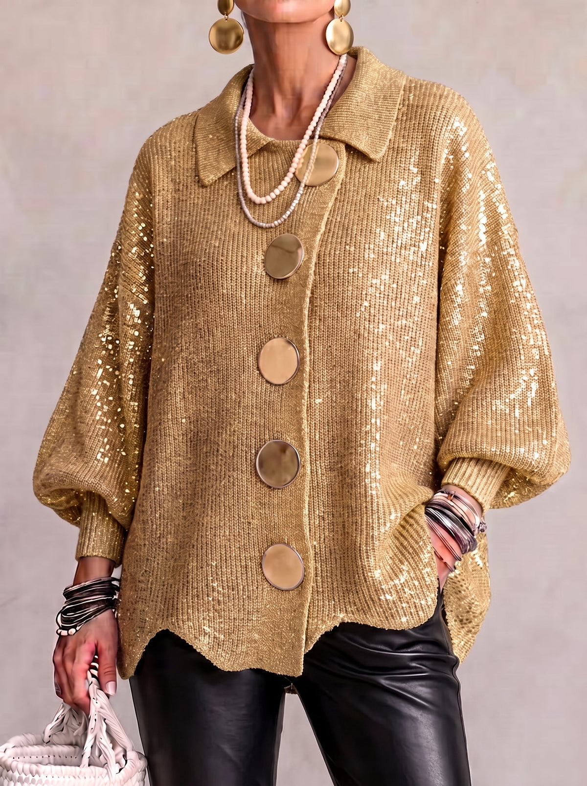 Karina | Cardigan Oversize con Colletto e Bottoni